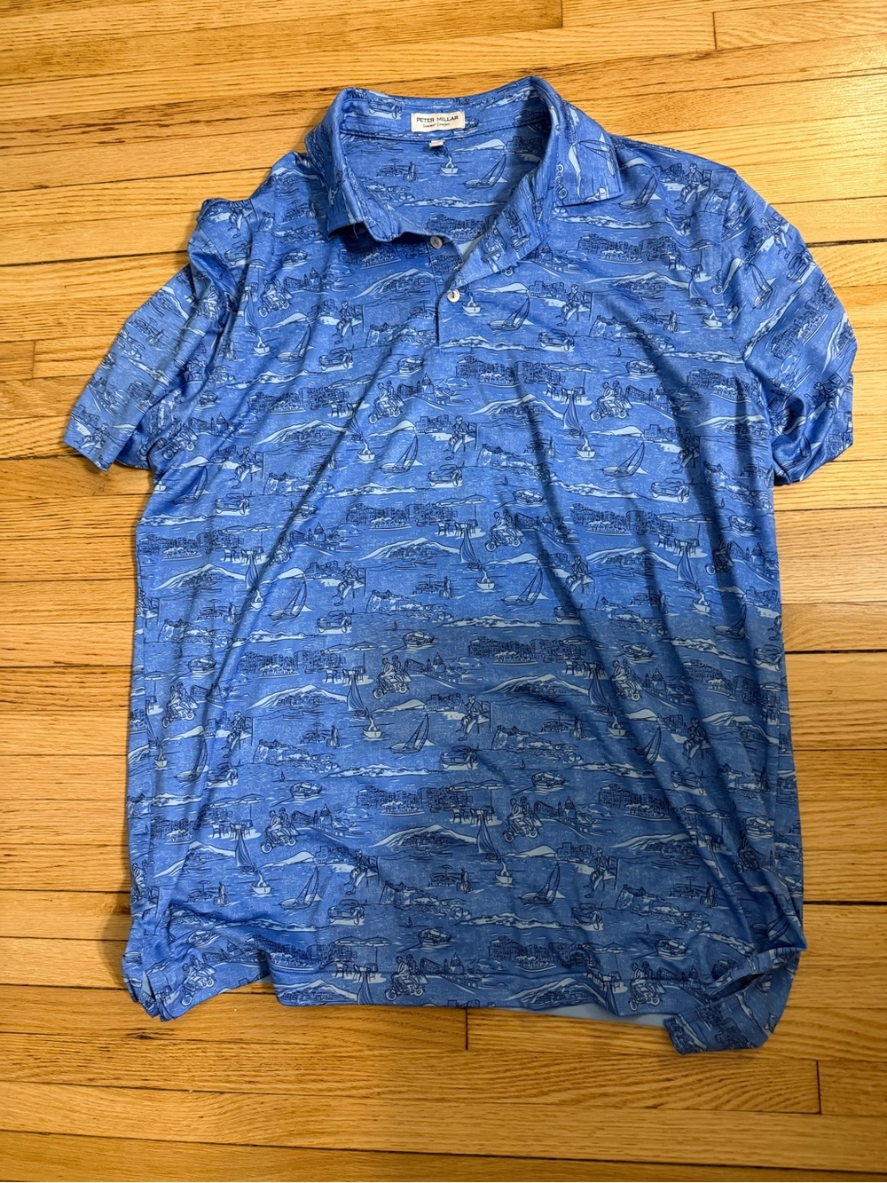 Peter Millar Blue Nautical Print Polo
